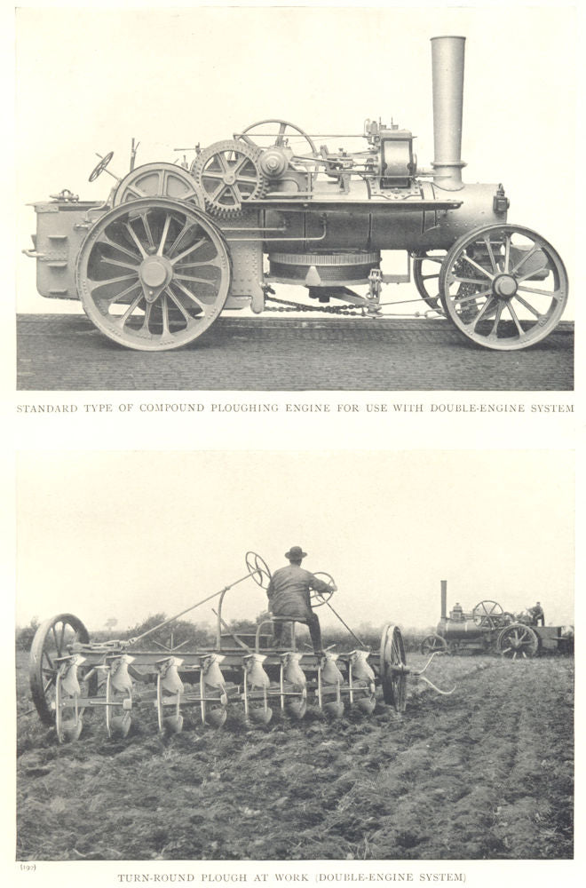 FARMING. Steam Plough; Ploughing Engine. Turn-Round Plough at work 1912 print